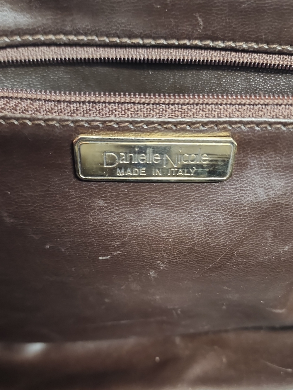 Danielle Nicole Vtg Made In Italy Brown Leather Interior Doctors Style Handbag - Picture 8 of 16